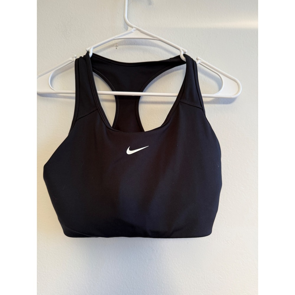 Nike Dri-FIT Womens Black Racerback Medium Support Sports Bra Size Large
